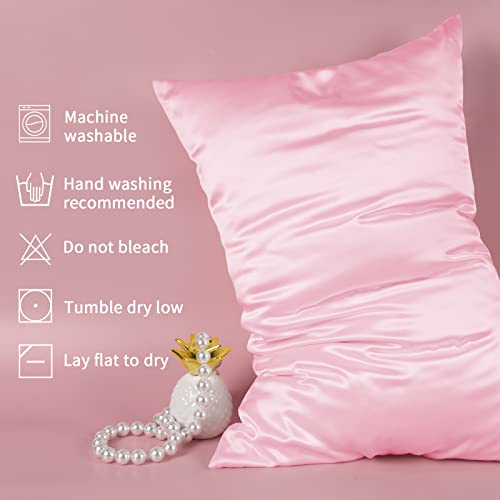 Lulusilk Pink Silk Pillowcase For Hair And Skin, Mulberry Silk Pillow Case With Zipper Closure, Standard Size, Pack Of 1 #TOP5