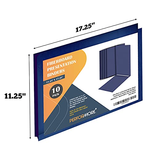 10 Pack Of 11”X17” Landscape Pressboard Presentation Binder Folder, Blue Fiberboard Report Cover With Metal Prong Paper Fastener To Neatly Bind Reports, Proposals, Transcripts And Other Documents #TOP1