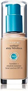 COVERGIRL Outlast All-Day Stay Fabulous 3-in-1 Foundation, 1 Bottle (1 oz), Creamy Natural