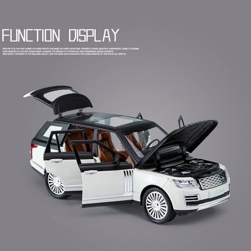 Image of 1:24 Metal Land Rover SUV Alloy Diecast Model Car Pull Back Vehicle with Openable Doors, Sound & Light, Toy for Kids Boys Girls, Collectible Die-cast Model Car (White)