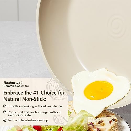 ROCKURWOK Pots and Pans Set Non Stick, 3Pcs Nonstick Kitchen Cookware Sets, Induction Cookware Cooking Set with Frying Pans, Non Toxic Cookware Set, Pot Set, PFAS and PFOA Free (White) - Image 2