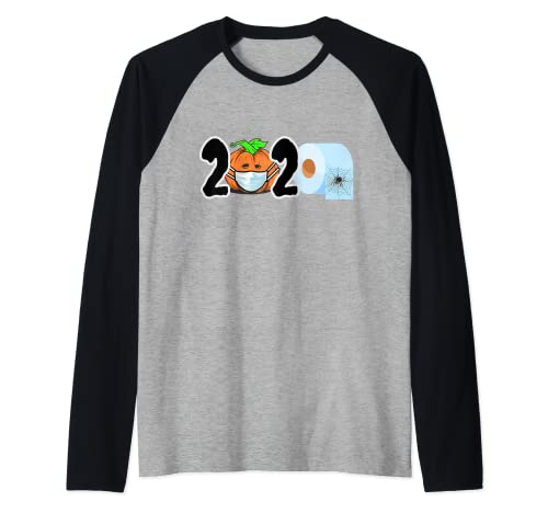 Calabaza En Máscara Papel Higiénico Halloween 2020 Cuarentena Camiseta Manga Raglan
