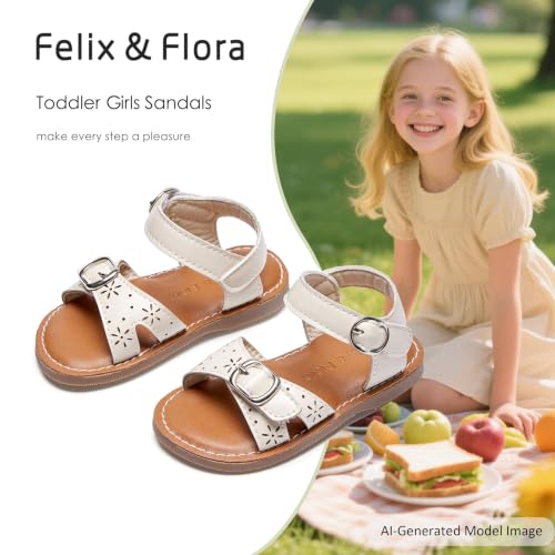 Image of Felix & Flora Toddler Girl Sandals - Flower Girl Dress Shoes Open Toe Little Kid Flats