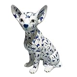 CAPRILO Figura Decorativa de Resina Perro Chihuahua Floreado. Adornos y Esculturas. Animales. Regalos Originales. Decoración Hogar. 17 x 12 x 24 cm.