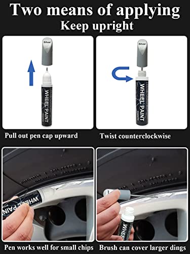 Syoauto SY000A1202 Silver Rim Touch Up Paint Rim Scratch Repair Pen Wheel Touch Up Paint Car Rim Paint Pen Universal Color Silver Wheel Paint thumb #4