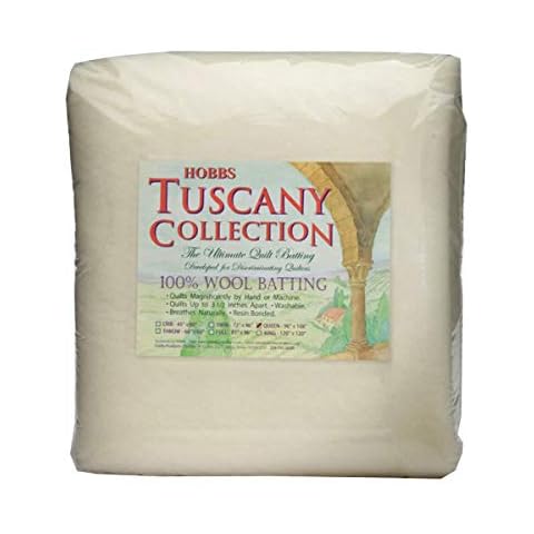 Hobbs Batting Tuscany 100% Washable Wool 96in x 108in, 96" x 108"/Queen Cover
