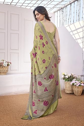 Image of MIRCHI FASHION Saree for Woman Chiffon Floral Printed | Lightweight Daily Wear Women's Sari with Unstitched Blouse Piece (Available in 20 Colors)