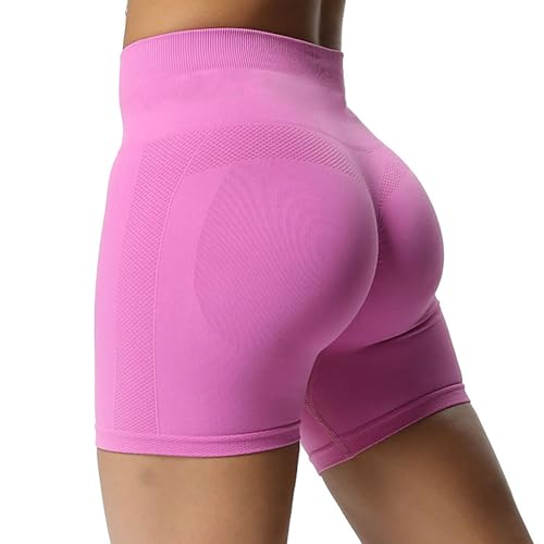 Aoxjox Workout Seamless Biker Shorts for Women Tummy Control High Waisted Athletic Yoga Contour Sculpt Running Yoga Short 6' (Spring Crocus, Small)