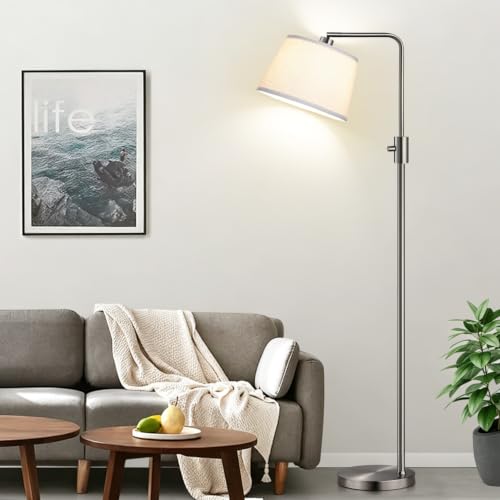 Image of Nintiue 【Upgraded】 Dimmable Floor Lamp, 1000 Lumens LED Edison Bulb Included, Brushed Nickel Arc Floor Lamps for Living Room Modern Standing Lamp Tall Lamps for Living Room Bedroom