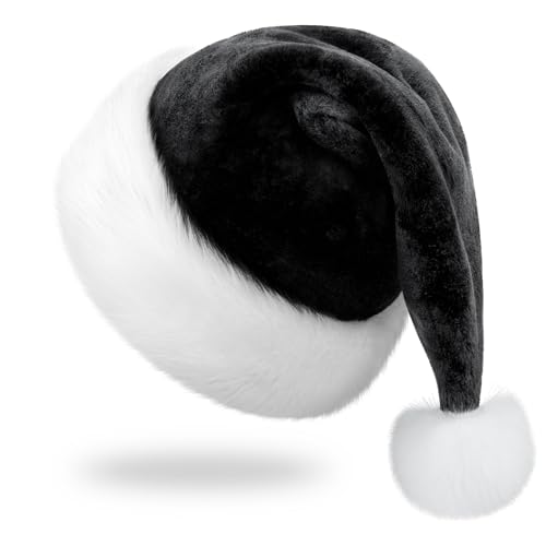 RJVW Christmas Santa Hat for Adults, Thicken Soft Velvet Comfort Xmas Hat