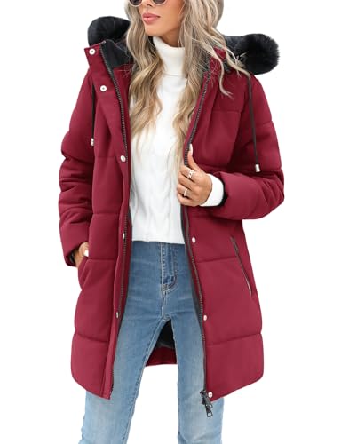 RITOSTA Damen Wintermantel Lang Steppmantel mit Kapuze Winterjacke Warm Parka Damen-Jacken Puffer Mantel Winter Hooded Jacket Kapuzenjacke Winterparka mit Taschen
