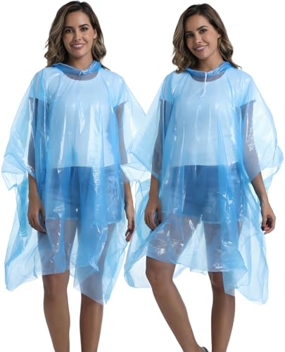 Image of 4 /6 /12 Pack Disposable Rain Ponchos for Adults - Emergency Rain Poncho for Camping Hiking Travelling
