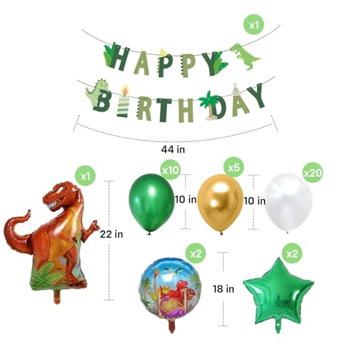 Image of Party Propz Dinosaur Theme Birthday Decorations - 41Pcs Dinosaur Birthday Banner Decoration Kit with Balloons for Kids(Cardstock, Latex)