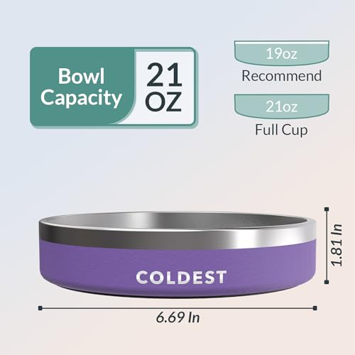 Coldest Dog Bowl - Anti Rust Metal, Non Slip, 3 Layers Insulated Stainless Steel Dog Bowls - Spill Proof & Heavy Duty - Water Bowl for Dogs, Cats & Pets, Dish Washer Safe (21 oz, Galaxy Purple) - Thumbnail 4