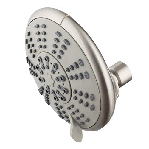 Ana Bath High Pressure 5 Inch 5-Spray Setting Fixed Shower Head with BRASS Ball joint, Spot Resist Brushed Nickel