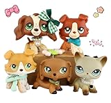 ZBQAPFGYR Rare Mini Pet lps Collie #1542 and lps Short Hair cat #391 Dachshund and Cocker Spaniel Action Figures lps Toys for Kids Boy Girl Collection Toys