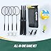 Patiassy Portable Badminton Volleyball Pickleball Net for Backyard, 17FT Combo Set with 5.1ft-7.4ft Adjustable Height for Outdoor Driveway Games, 4 Rackets, 3 Shuttlecocks, 1 Ball and Carry Bag