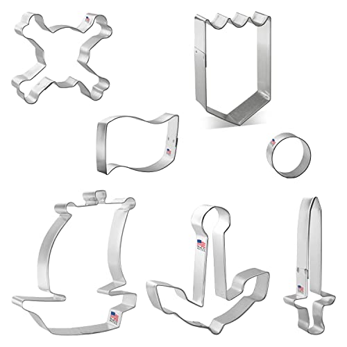 Foose Cookie Cutters 7 Piece Birthday Pirate Cookie Cutter Set Ship, Flag, Skull & Crossbones, Usa #TOP2