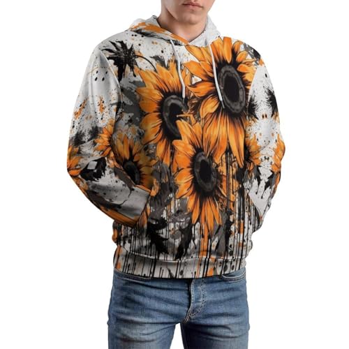 Pull sweat à capuche orange à manches longues pour look urbain décontracté