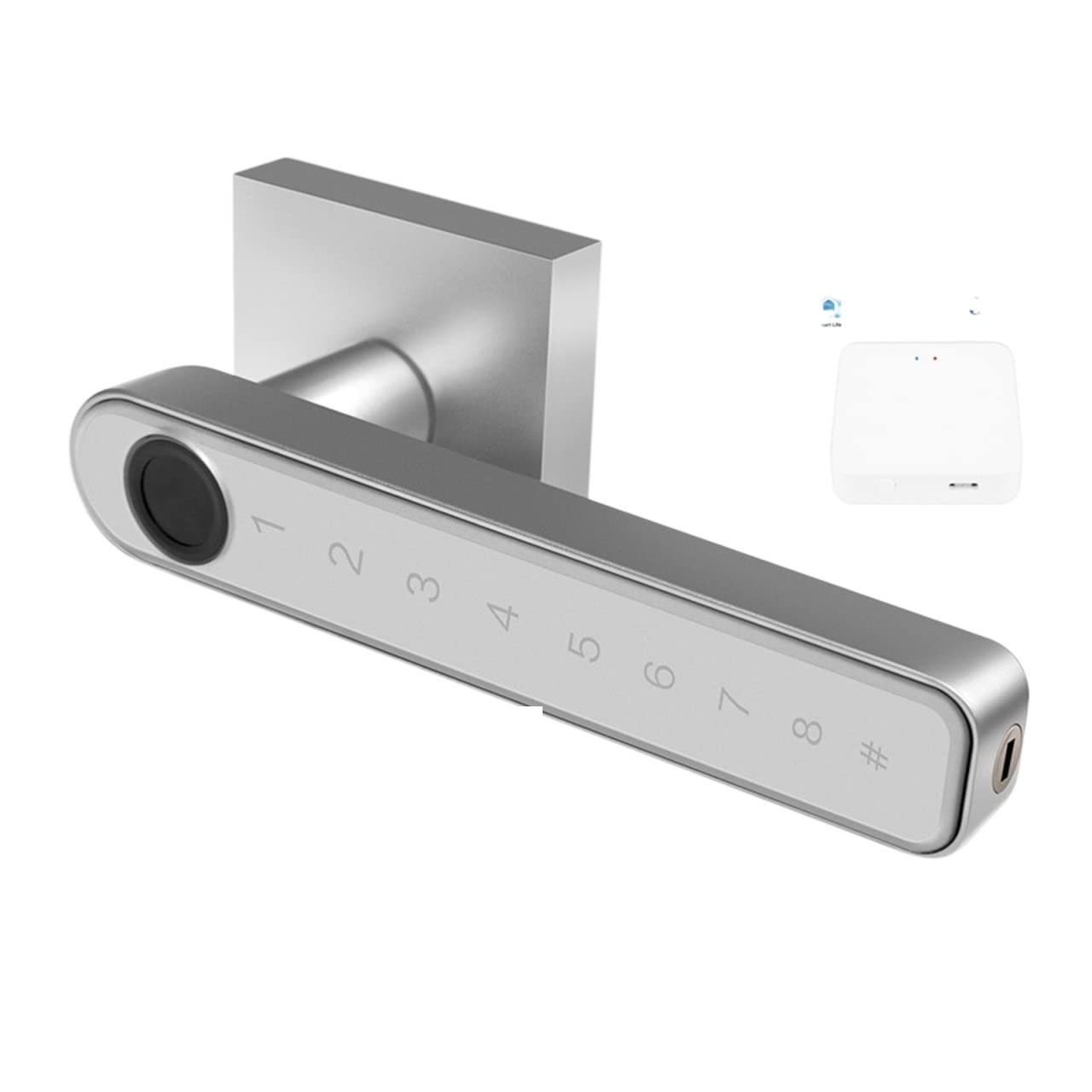CVFRDD Smart Door Knob, Tuya Smart Door Lock Fingerprint Locks App Control Biometric Password Household Handle gateway Keyless Entry Door Handle(Lock and gateway S)
