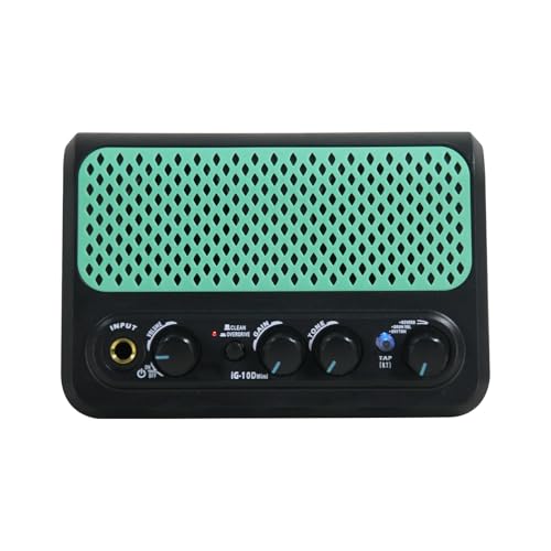 Cryfokt Amplificador de Guitarra DK Altavoz BT con 30 Modos de Caja de Ritmos 2 Tonos Efectos de Overdrive Limpios Entrada Auxiliar de Reverberación ABS Negro 1 Pieza