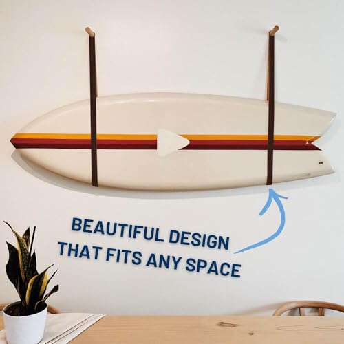 Hang 11 Surfboard Wall Mount - Oak Wood & Leather Surfboard Hanger (Brown) by Hang 11 - Used condition - Image 6