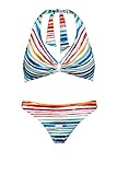  Lidea Neckholder Bikini mit bunten Streifen White-Multicolor 40C