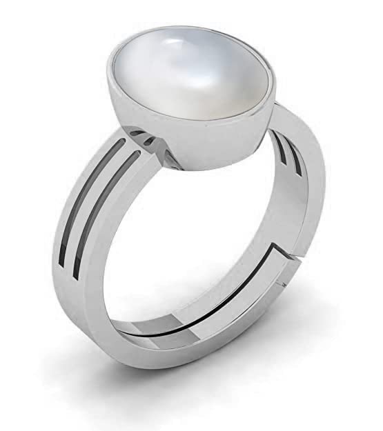 Bague en pierre de perle naturelle contre le stress, monture plaquée argent certifiée