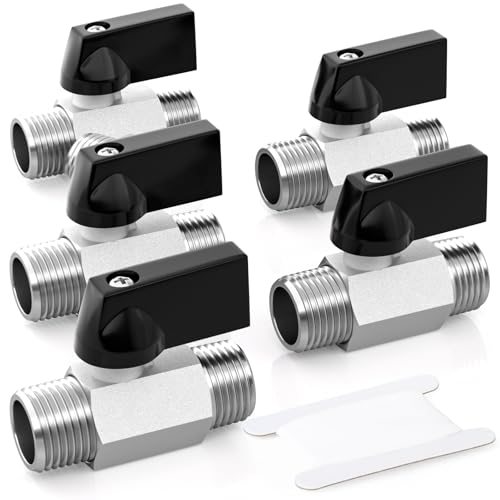 Image of GASHER 5PCS 3 /8 inchMNPT Nickel Plated Brass Mini Ball Valve | 3 /8 Inch Male x 3 /8 Inch Male Thread Shut Off Valve for Regulate Flow