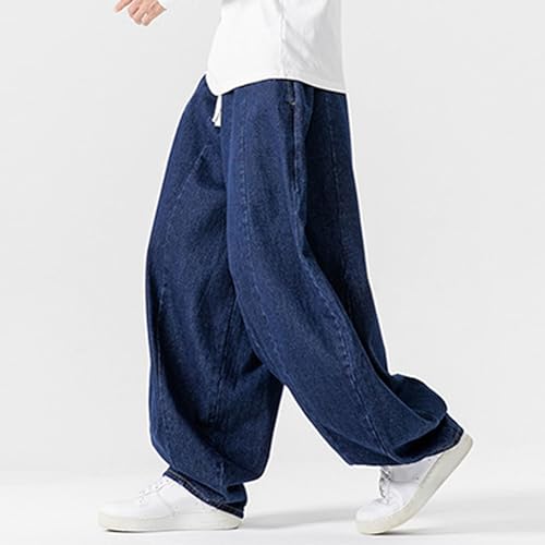 Men's Hip Hop Denim Pants Baggy Wide Leg Denim Joggers Y2K Loose Fit Stylish Printed Cargo Streetwear4
