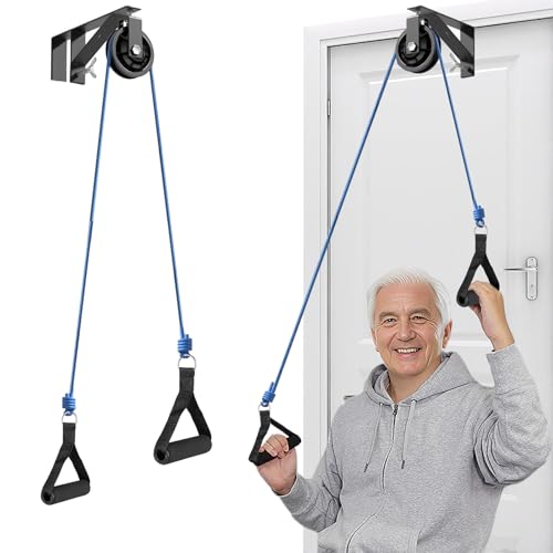 Shoulder Pulley for Physical Therapy & Rehab, Over The Door Pulley System with Metal Bracket, Over Door Exercise Pulley for Injury Rehab Recovery Stretching