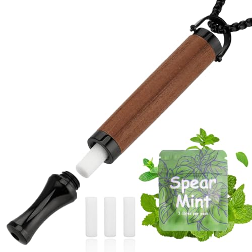 breathing necklace to quit smoking and vaping with refillable mint pods stop smoking aids fidget necklace for anxiety relief smokeless inhaler for adults rosewood