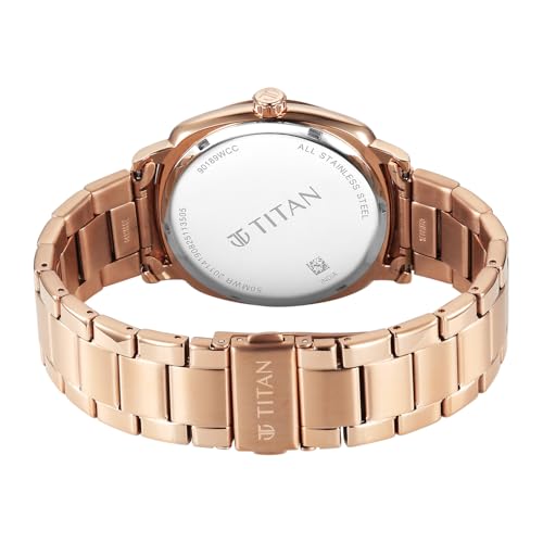 Image of Titan Classique Suave 2.0 Analog with Brown Dial Rose Gold Stainless Steel Strap Watch for Men - 90189WM01