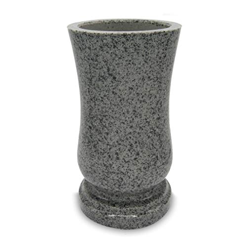 Iberis Vase funéraire, en résine, imitation granit, vert (Veolia), 15 x 27 cm