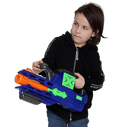Dart Zone Destructor - Vollautomatischer Rapid-Load Blaster – Schnellladesystem ohne Magazine - Hohe Feuerrate - Inkl. 30 Original Darts - Robustes PVC - Blau