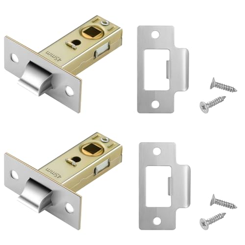 Pimoys 2 Set 45mm Tubular Latch Internal Door Lock Mortice Latch Polished Door Latch for Sprung Lever Door Handles
