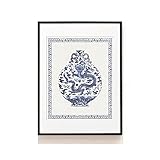  Poster da Parete Poster E Stampe Stampe d\'Arte Orientale Stampe su Porcellana Cinese Murales in Porcellana Bianca E Blu Poster da Parete in Porcellana retrò Vintage Art - 50X70Cm
