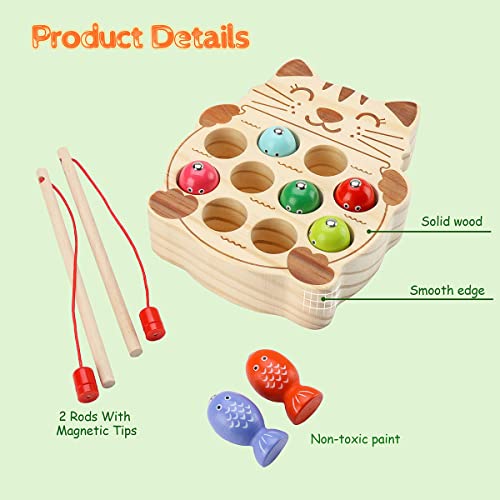 Sgvv90 Wooden Magnetic Fishing Game, Toddler Fine Motor Skills Toys, Montessori Preschool Learning Fishing Toys Gift For Children Kids #TOP2