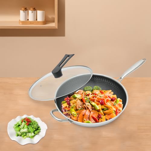 Wok de acero inoxidable 13.4 pulgadas antiadherente miniatura 5