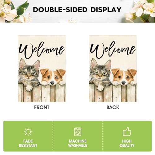 Drapeau de jardin chat et chien double face résistant aux intempéries - 7