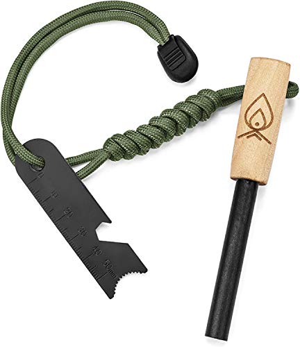Texas Bushcraft Fire Starter - 3 8 Thick Ferro Rod with Striker and Paracord Wrist Lanyard – Waterproof Flint Fire Steel Survival Lighter for Your Camping, Hiking and Backpacking Gear