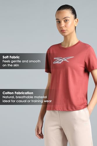 Image of Reebok Women's 100% Cotton Casual T-Shirt - Pure Cotton Soft Breathable Slim Fit Half Sleeve Tee for Men | Round Neck Tshirt for Men Cotton Tshirt