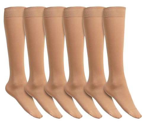 Image of Winterlace Women's Trouser Socks, Opaque Stretchy Nylon Knee High, Many Colors, 6 or 12 Pairs