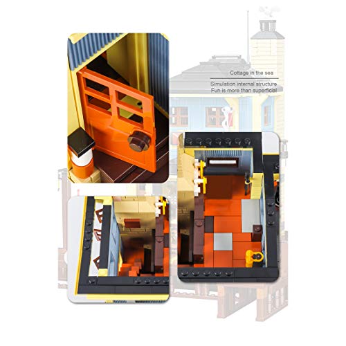Haus Bausteine mit 5 Minifigurens, Modular Tauchshop Buildings Klemmbausteine Architektur Angelladen… – Bild 8