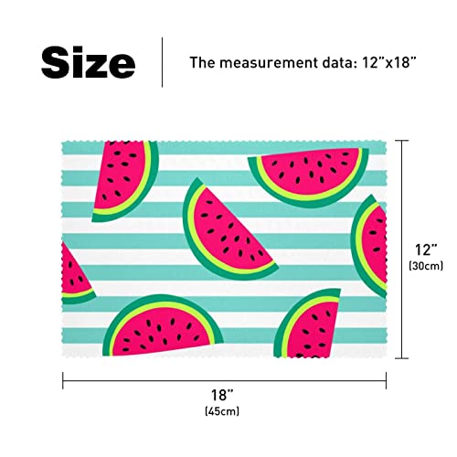Cloth Placemats, Washable Table Mats For Dining Table Set Of 6, Watermelon Summer Stripes #TOP3