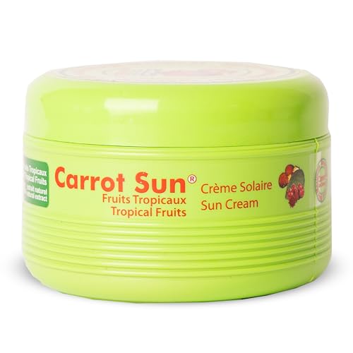 Carrot Sun Tanning Accelerator – 350ml Tropical Fruits Tanning Gel – Natural Extract Dark Tanning Lotion for All Skin Types – Tan Lotion with Tropical Fruits for Even Beautiful Skin Coloring – SPF0