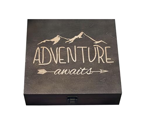 Our Adventures Box, 8.5 in x 8 in x 2.5 in, Wooden Box, Keepsake Box, Memory Box, Gift...