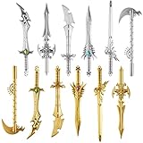 Zonon 12 Pack Ancient Sword Pens Set Fun Novelty Dragon Pens Novelty Gel Ink Cool Plastic for Birthday Party Boy Presents and School Writing(Silver and Gold,Simple Style)