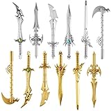 Zonon 12 Pack Ancient Sword Pens Set Fun Novelty Dragon Pens Novelty Gel Ink Cool Plastic Pens for Birthday Party Boy Presents and School Writing (Silver and Gold,Simple Style)