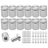 KENSHIRE 12 Stück 19 x 20 mm massive Aluminium-Schild-Abstandshalter, Wandhalterungen, Werbeschrauben, Befestigungen für Acrylschilder, Display (Silber)